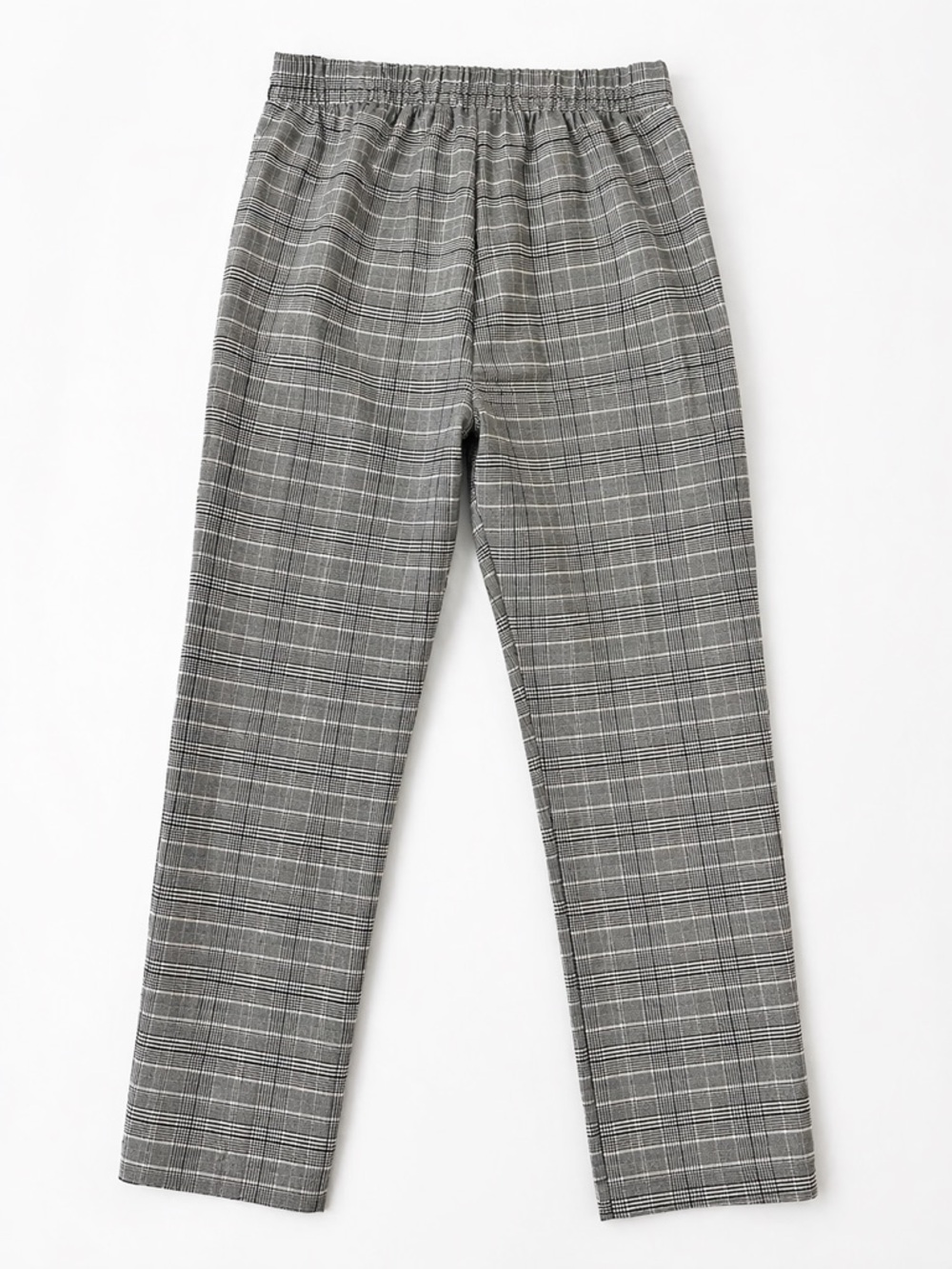 Gray Plaid Women’s Elastic-Waist Pants